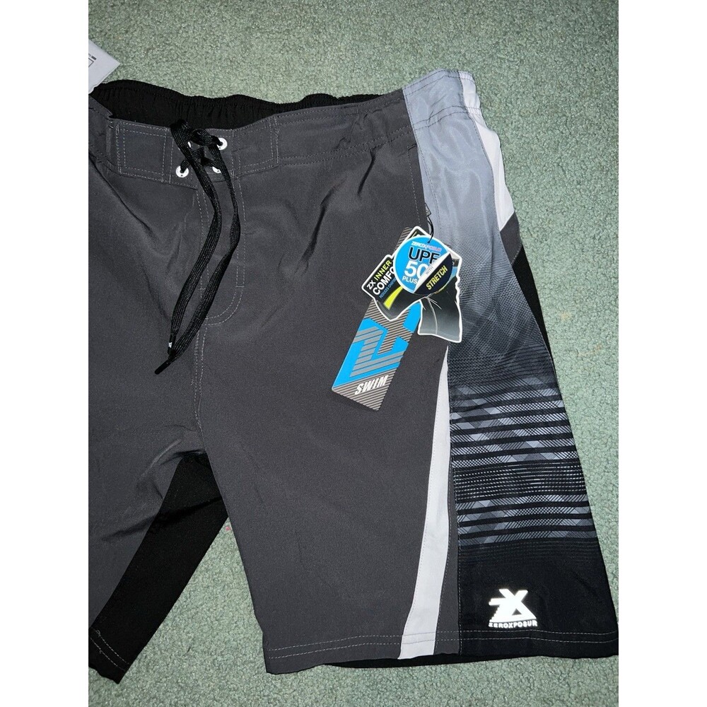 New Men's ZEROXPOSUR Board Shorts/Swim Shorts. Gray/BlackSize XL NWT